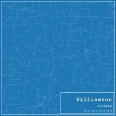 Blueprint US city map of Williamson, Georgia.