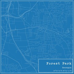 Blueprint US city map of Forest Park, Georgia.
