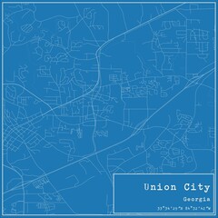 Blueprint US city map of Union City, Georgia.