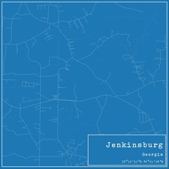 Blueprint US city map of Jenkinsburg, Georgia.