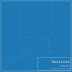 Blueprint US city map of Haralson, Georgia.