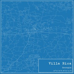Blueprint US city map of Villa Rica, Georgia.