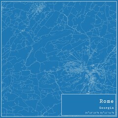 Blueprint US city map of Rome, Georgia.