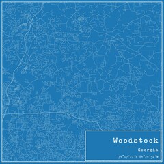 Blueprint US city map of Woodstock, Georgia.