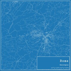 Blueprint US city map of Rome, Georgia.
