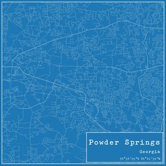 Fototapeta premium Blueprint US city map of Powder Springs, Georgia.