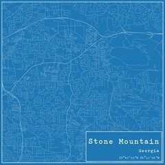 Blueprint US city map of Stone Mountain, Georgia.