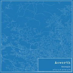 Blueprint US city map of Acworth, Georgia.