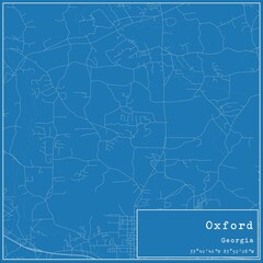 Blueprint US city map of Oxford, Georgia.