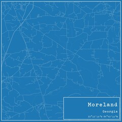 Blueprint US city map of Moreland, Georgia.