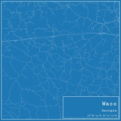 Blueprint US city map of Waco, Georgia.