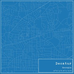 Blueprint US city map of Decatur, Georgia.