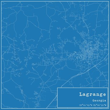 Blueprint US city map of Lagrange, Georgia.