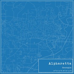 Blueprint US city map of Alpharetta, Georgia.