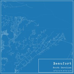 Blueprint US city map of Beaufort, South Carolina.