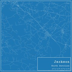Blueprint US city map of Jackson, South Carolina.