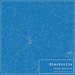 Blueprint US city map of Blackville, South Carolina.