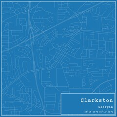 Blueprint US city map of Clarkston, Georgia.