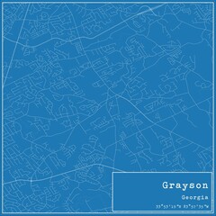 Blueprint US city map of Grayson, Georgia.