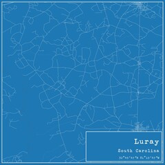 Blueprint US city map of Luray, South Carolina.