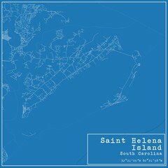 Blueprint US city map of Saint Helena Island, South Carolina.