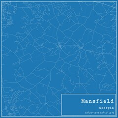 Blueprint US city map of Mansfield, Georgia.