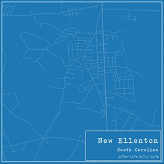 Blueprint US city map of New Ellenton, South Carolina.