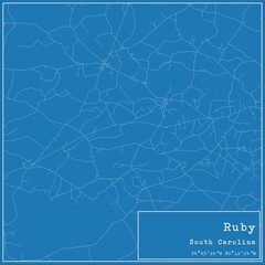 Blueprint US city map of Ruby, South Carolina.
