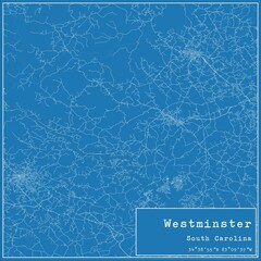 Blueprint US city map of Westminster, South Carolina.