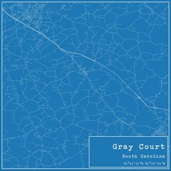 Blueprint US city map of Gray Court, South Carolina.