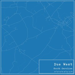 Blueprint US city map of Due West, South Carolina.