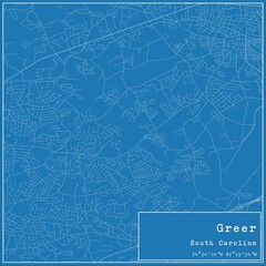 Blueprint US city map of Greer, South Carolina.