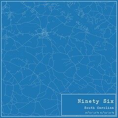 Blueprint US city map of Ninety Six, South Carolina.
