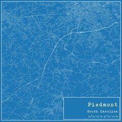 Blueprint US city map of Piedmont, South Carolina.