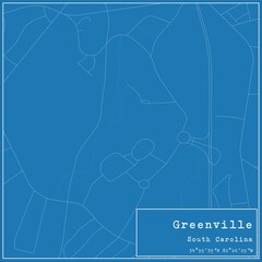 Blueprint US city map of Greenville, South Carolina.