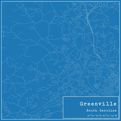 Blueprint US city map of Greenville, South Carolina.