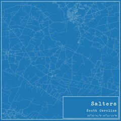Blueprint US city map of Salters, South Carolina.