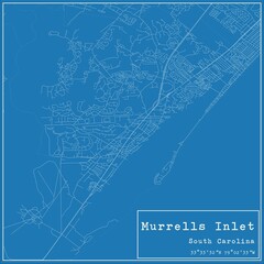 Blueprint US city map of Murrells Inlet, South Carolina.