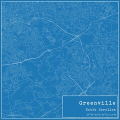 Blueprint US city map of Greenville, South Carolina.