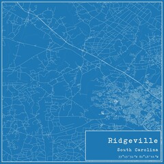 Blueprint US city map of Ridgeville, South Carolina.