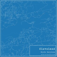 Blueprint US city map of Cleveland, South Carolina.