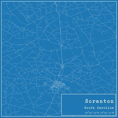 Blueprint US city map of Scranton, South Carolina.