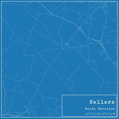 Fototapeta premium Blueprint US city map of Sellers, South Carolina.