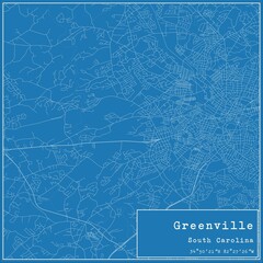 Blueprint US city map of Greenville, South Carolina.