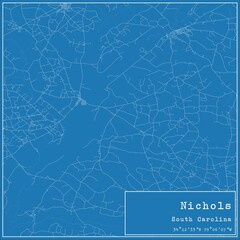 Blueprint US city map of Nichols, South Carolina.