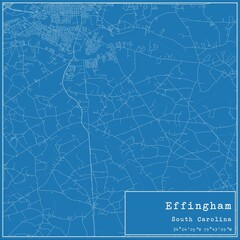 Blueprint US city map of Effingham, South Carolina.