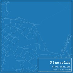 Blueprint US city map of Pinopolis, South Carolina.