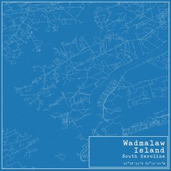 Blueprint US city map of Wadmalaw Island, South Carolina.