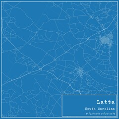 Blueprint US city map of Latta, South Carolina.