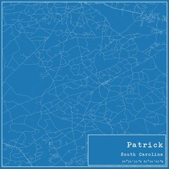 Blueprint US city map of Patrick, South Carolina.